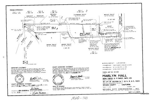 Click to see Parcel Map Book 19, pg. 140 (2004) of Nevada County Recorders Parcel Maps Book 19