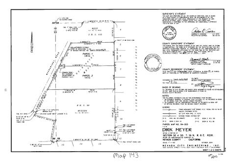 Click to see Parcel Map Book 19, pg. 143 (2004) of Nevada County Recorders Parcel Maps Book 19