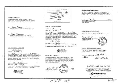 Click to see Parcel Map Book 19, pg. 154 (2005) of Nevada County Recorders Parcel Maps Book 19