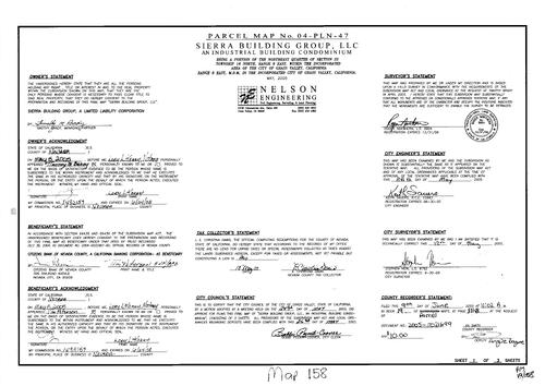Click to see Parcel Map Book 19, pg. 158 (2005) of Nevada County Recorders Parcel Maps Book 19