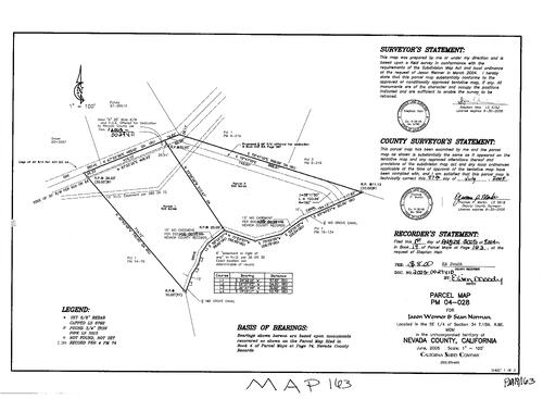 Click to see Parcel Map Book 19, pg. 163 (2005) of Nevada County Recorders Parcel Maps Book 19