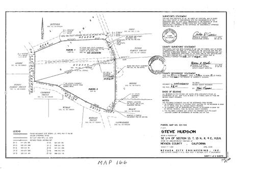 Click to see Parcel Map Book 19, pg. 166 (2005) of Nevada County Recorders Parcel Maps Book 19