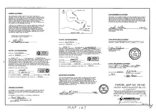 Click to see Parcel Map Book 19, pg. 167 (2005) of Nevada County Recorders Parcel Maps Book 19