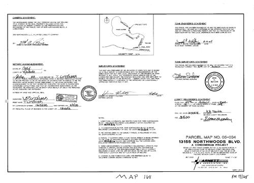 Click to see Parcel Map Book 19, pg. 168 (2005) of Nevada County Recorders Parcel Maps Book 19