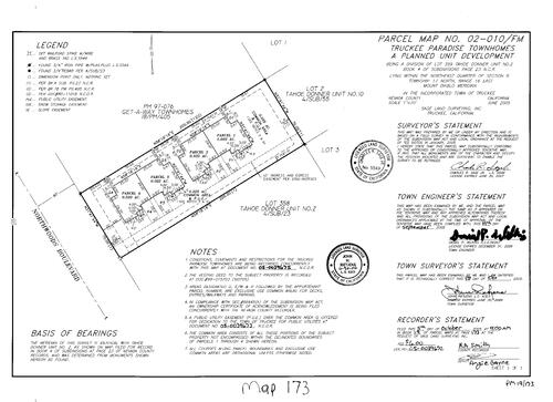 Click to see Parcel Map Book 19, pg. 173 (2005) of Nevada County Recorders Parcel Maps Book 19