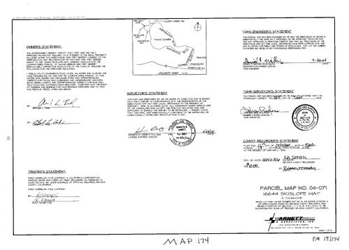 Click to see Parcel Map Book 19, pg. 174 (2005) of Nevada County Recorders Parcel Maps Book 19