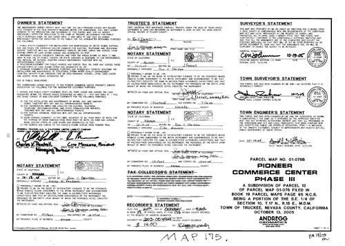 Click to see Parcel Map Book 19, pg. 175 (2005) of Nevada County Recorders Parcel Maps Book 19