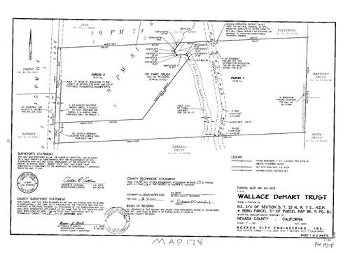 Click to see Parcel Map Book 19, pg. 178 (2005) of Nevada County Recorders Parcel Maps Book 19