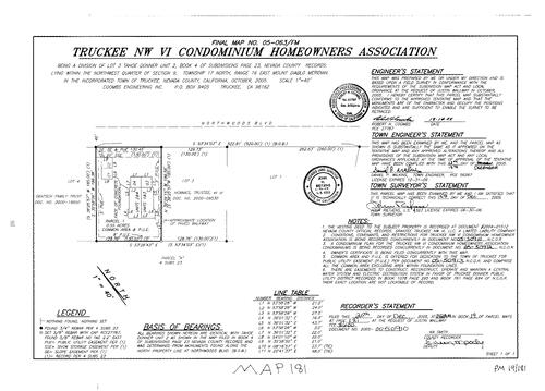 Click to see Parcel Map Book 19, pg. 181 (2005) of Nevada County Recorders Parcel Maps Book 19