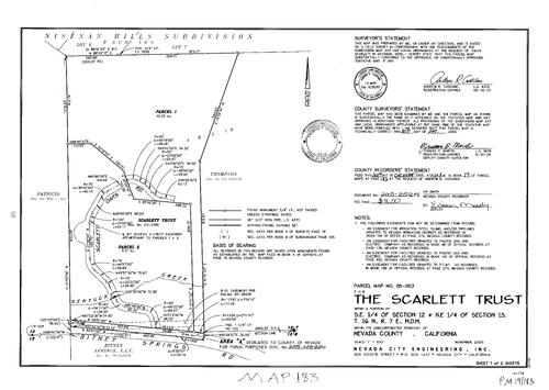 Click to see Parcel Map Book 19, pg. 183 (2005) of Nevada County Recorders Parcel Maps Book 19