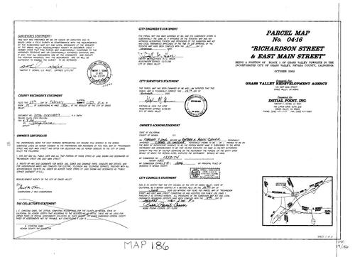 Click to see Parcel Map Book 19, pg. 186 (2006) of Nevada County Recorders Parcel Maps Book 19