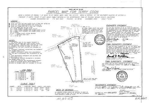 Click to see Parcel Map Book 19, pg. 187 (2006) of Nevada County Recorders Parcel Maps Book 19
