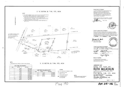 Click to see Parcel Map Book 19, pg. 190 (2006) of Nevada County Recorders Parcel Maps Book 19
