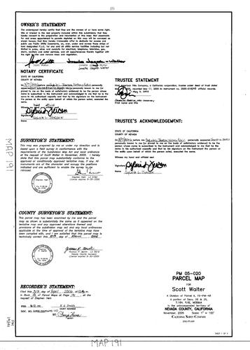 Click to see Parcel Map Book 19, pg. 191 (2006) of Nevada County Recorders Parcel Maps Book 19