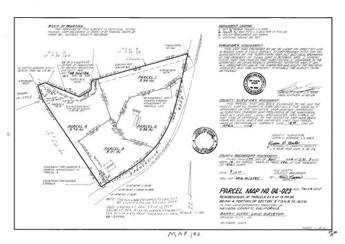 Click to see Parcel Map Book 19, pg. 192 (2006) of Nevada County Recorders Parcel Maps Book 19