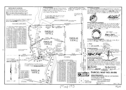Click to see Parcel Map Book 19, pg. 193 (2006) of Nevada County Recorders Parcel Maps Book 19