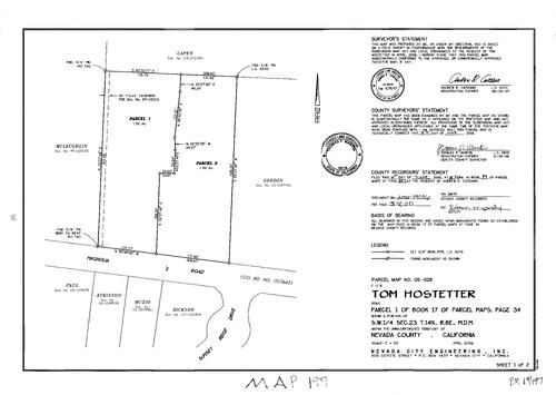 Click to see Parcel Map Book 19, pg. 197 (2006) of Nevada County Recorders Parcel Maps Book 19