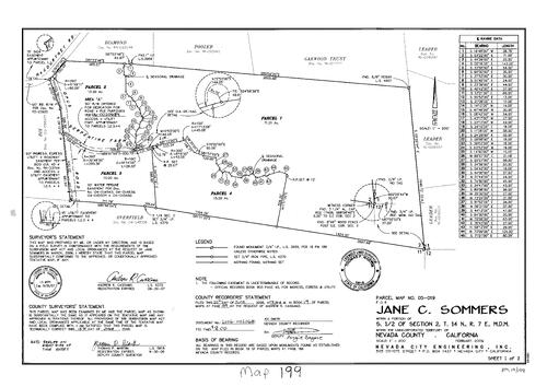 Click to see Parcel Map Book 19, pg. 199 (2006) of Nevada County Recorders Parcel Maps Book 19
