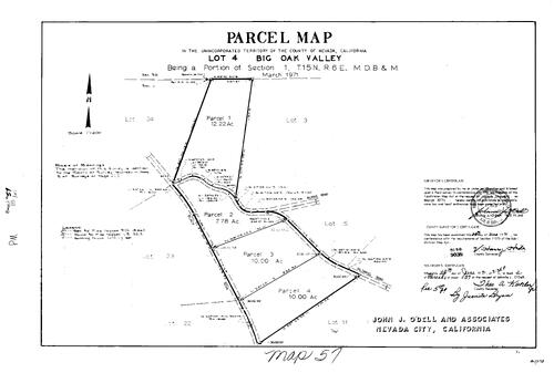 Click to see Parcel Map Book 2, pg. 57 (1971) of Nevada County Recorders Parcel Maps Book 2