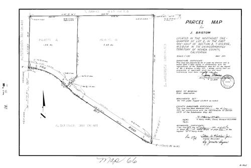 Click to see Parcel Map Book 2, pg. 66 (1971) of Nevada County Recorders Parcel Maps Book 2