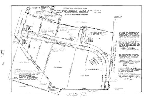 Click to see Parcel Map Book 2, pg. 72 (1971) of Nevada County Recorders Parcel Maps Book 2