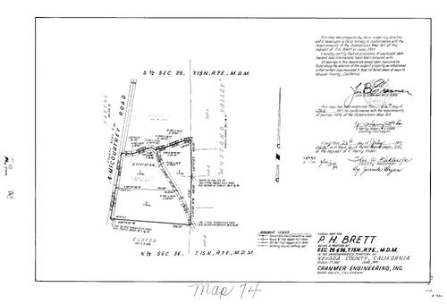 Click to see Parcel Map Book 2, pg. 74 (1971) of Nevada County Recorders Parcel Maps Book 2