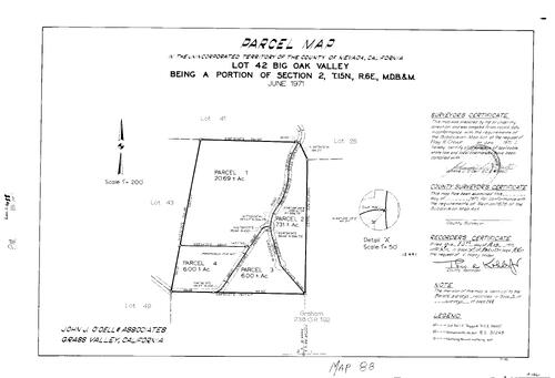 Click to see Parcel Map Book 2, pg. 88 (1971) of Nevada County Recorders Parcel Maps Book 2