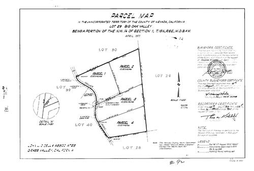 Click to see Parcel Map Book 2, pg. 92 (1971) of Nevada County Recorders Parcel Maps Book 2