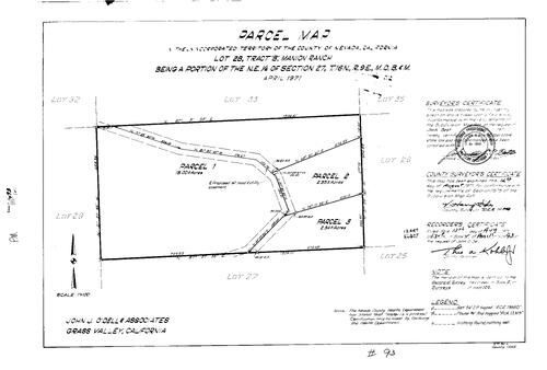 Click to see Parcel Map Book 2, pg. 93 (1971) of Nevada County Recorders Parcel Maps Book 2