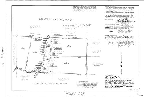 Click to see Parcel Map Book 2, pg. 103 (1971) of Nevada County Recorders Parcel Maps Book 2