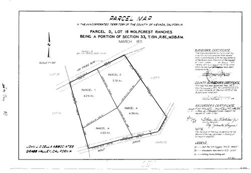 Click to see Parcel Map Book 2, pg. 105 (1971) of Nevada County Recorders Parcel Maps Book 2