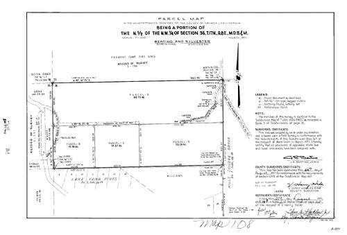 Click to see Parcel Map Book 2, pg. 108 (1971) of Nevada County Recorders Parcel Maps Book 2