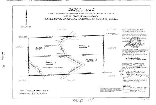 Click to see Parcel Map Book 2, pg. 118 (1971) of Nevada County Recorders Parcel Maps Book 2