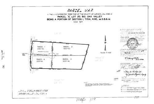 Click to see Parcel Map Book 2, pg. 119 (1971) of Nevada County Recorders Parcel Maps Book 2