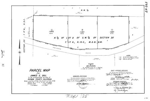 Click to see Parcel Map Book 2, pg. 125 (1971) of Nevada County Recorders Parcel Maps Book 2