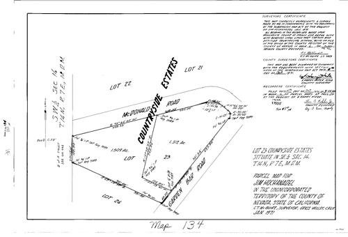 Click to see Parcel Map Book 2, pg. 134 (1971) of Nevada County Recorders Parcel Maps Book 2