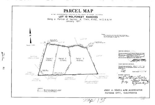 Click to see Parcel Map Book 2, pg. 138 (1971) of Nevada County Recorders Parcel Maps Book 2