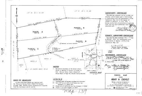 Click to see Parcel Map Book 2, pg. 139 (1971) of Nevada County Recorders Parcel Maps Book 2