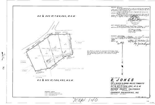 Click to see Parcel Map Book 2, pg. 140 (1971) of Nevada County Recorders Parcel Maps Book 2