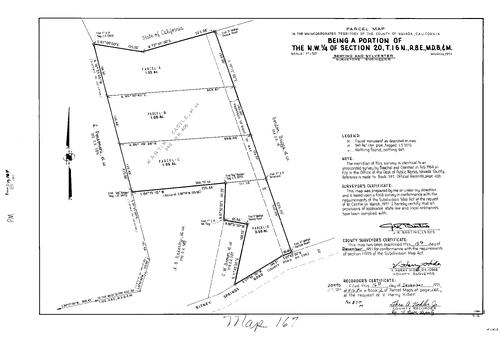 Click to see Parcel Map Book 2, pg. 167 (1971) of Nevada County Recorders Parcel Maps Book 2