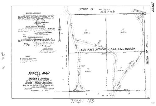 Click to see Parcel Map Book 2, pg. 183 (1972) of Nevada County Recorders Parcel Maps Book 2