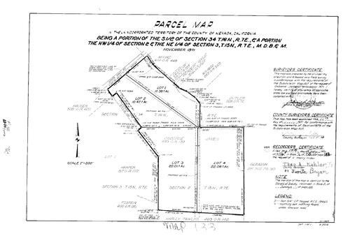 Click to see Parcel Map Book 2, pg. 188 (1972) of Nevada County Recorders Parcel Maps Book 2