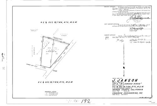 Click to see Parcel Map Book 2, pg. 192 (1972) of Nevada County Recorders Parcel Maps Book 2