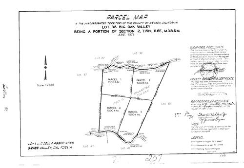 Click to see Parcel Map Book 2, pg. 207 (1972) of Nevada County Recorders Parcel Maps Book 2