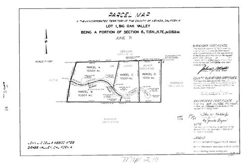 Click to see Parcel Map Book 2, pg. 210 (1972) of Nevada County Recorders Parcel Maps Book 2