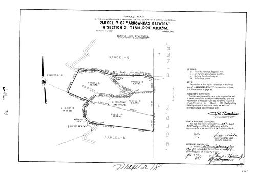 Click to see Parcel Map Book 2, pg. 218 (1972) of Nevada County Recorders Parcel Maps Book 2