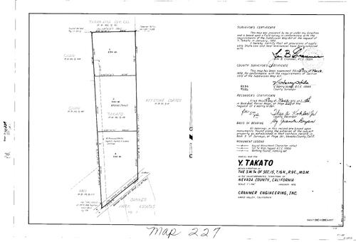 Click to see Parcel Map Book 2, pg. 227 (1972) of Nevada County Recorders Parcel Maps Book 2