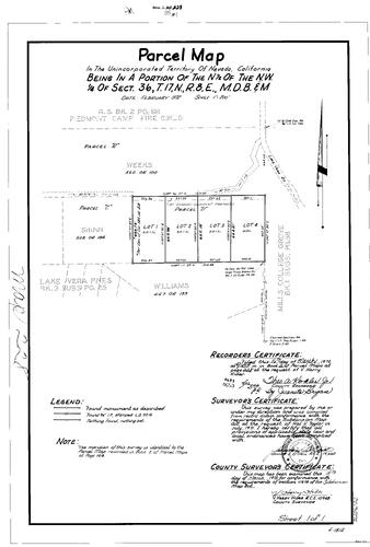 Click to see Parcel Map Book 2, pg. 228 (1972) of Nevada County Recorders Parcel Maps Book 2