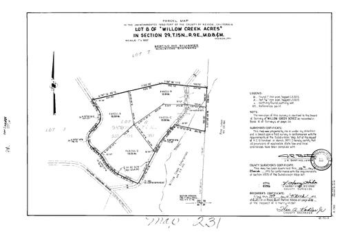 Click to see Parcel Map Book 2, pg. 231 (1972) of Nevada County Recorders Parcel Maps Book 2