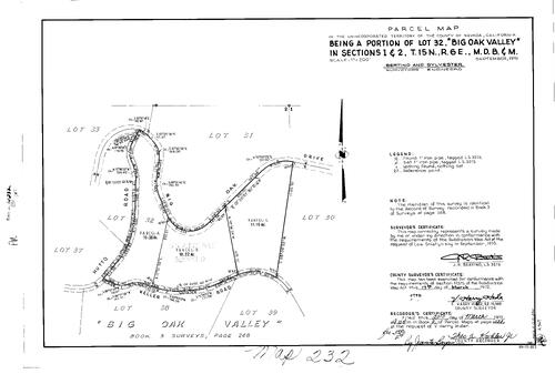 Click to see Parcel Map Book 2, pg. 232 (1972) of Nevada County Recorders Parcel Maps Book 2